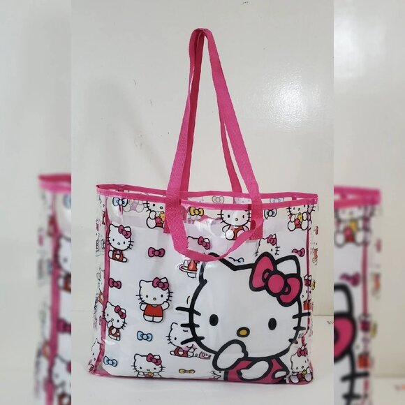 HELLO KITTY BEACH CLEAR BAG /TRAVEL BAG FOR YOUNG PINK - Picture 1 of 5